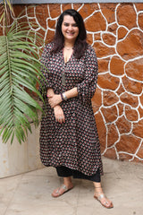 Black Red Floral Antifit Kurta