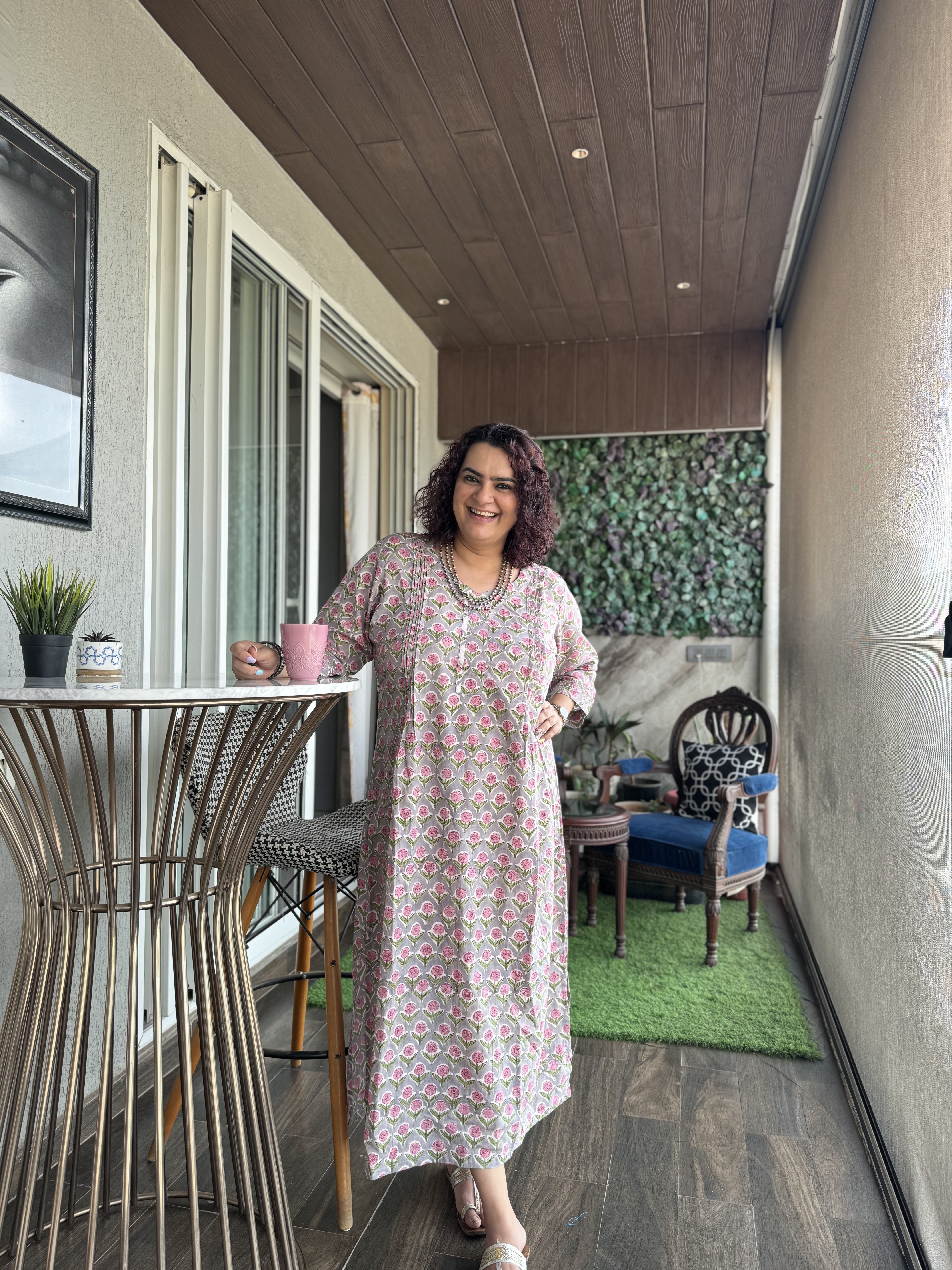 Grey Floral Lounge Dress