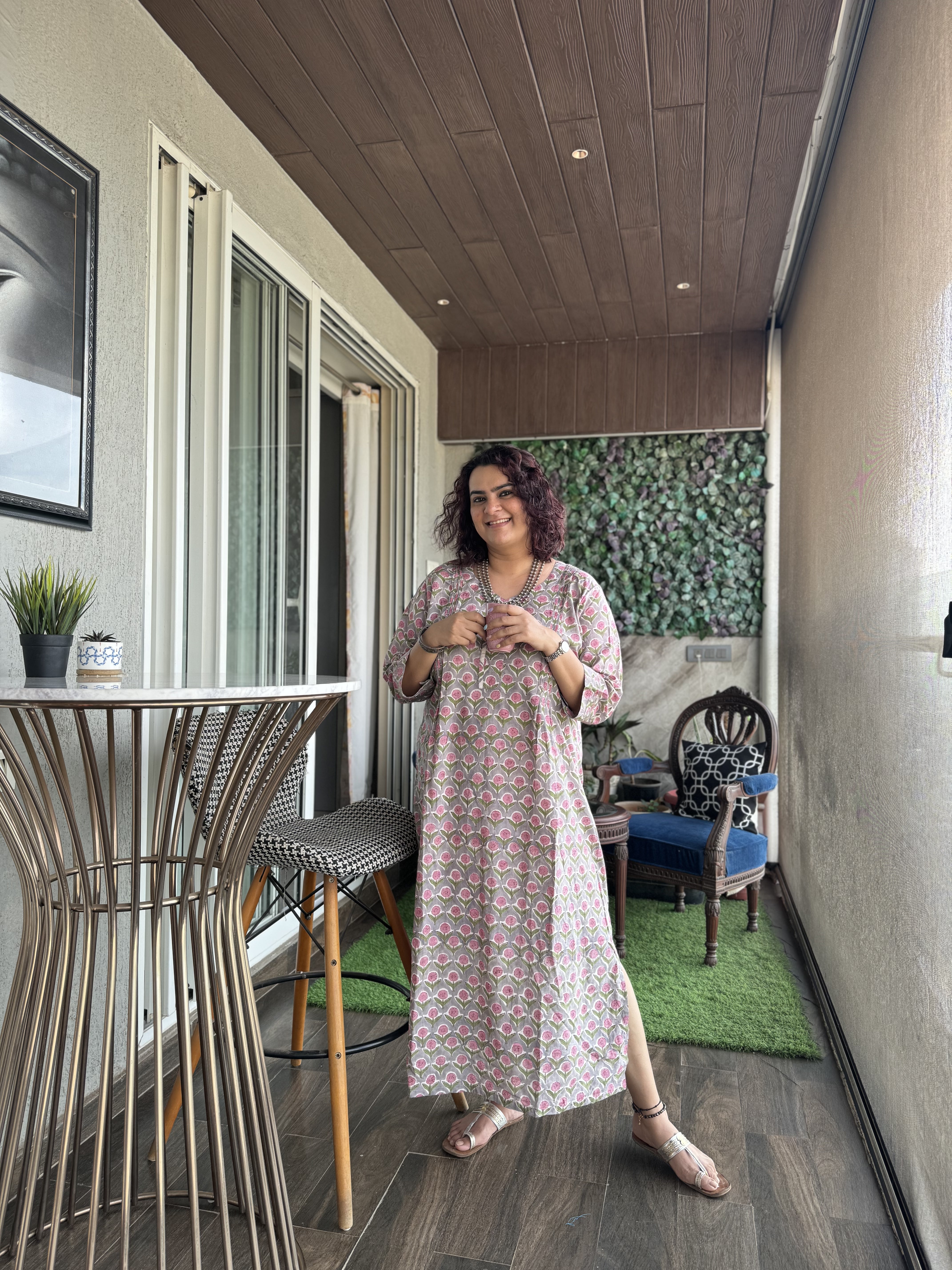 Grey Floral Lounge Dress