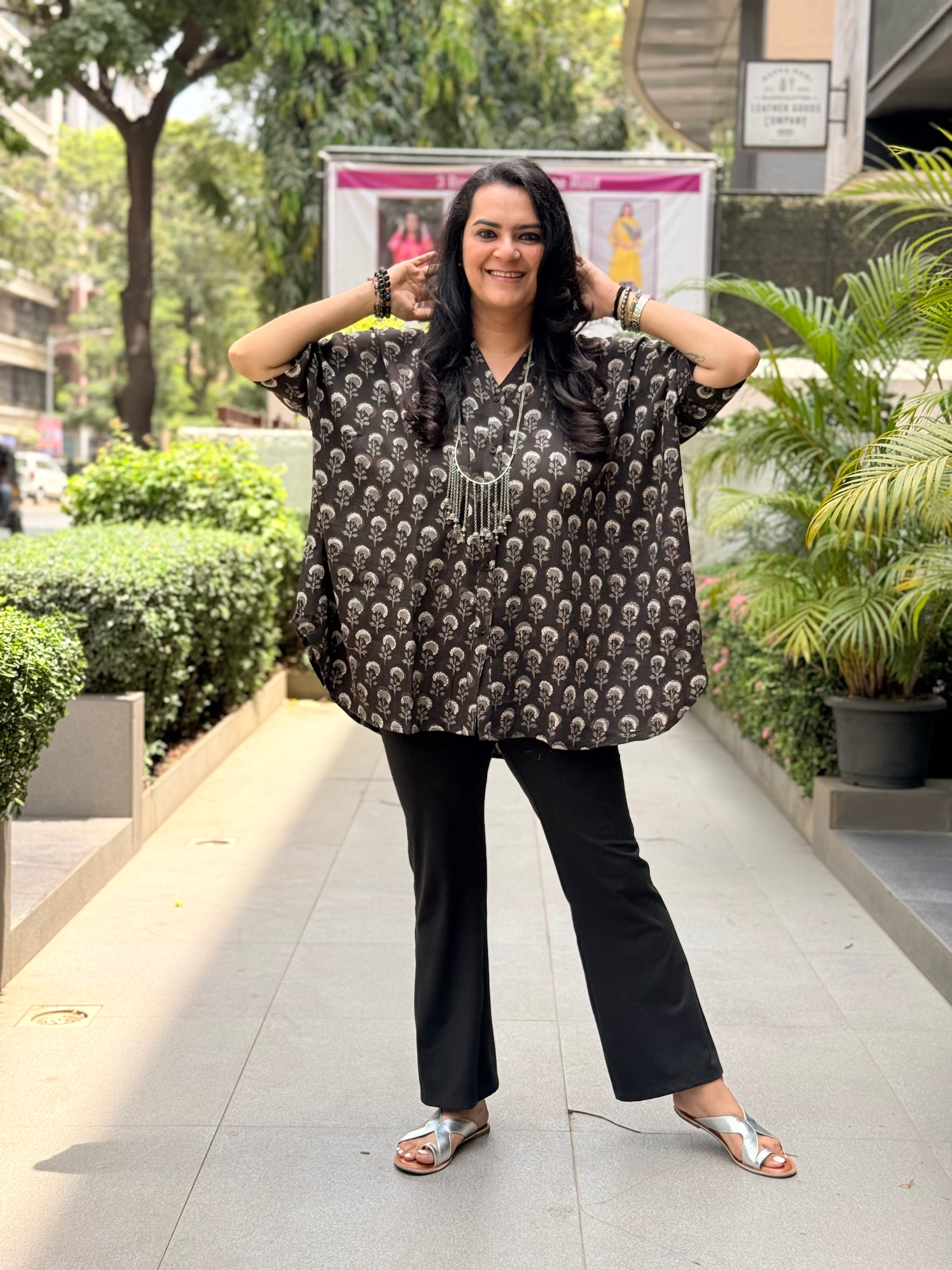 Meher Kaftan Shirt - Black