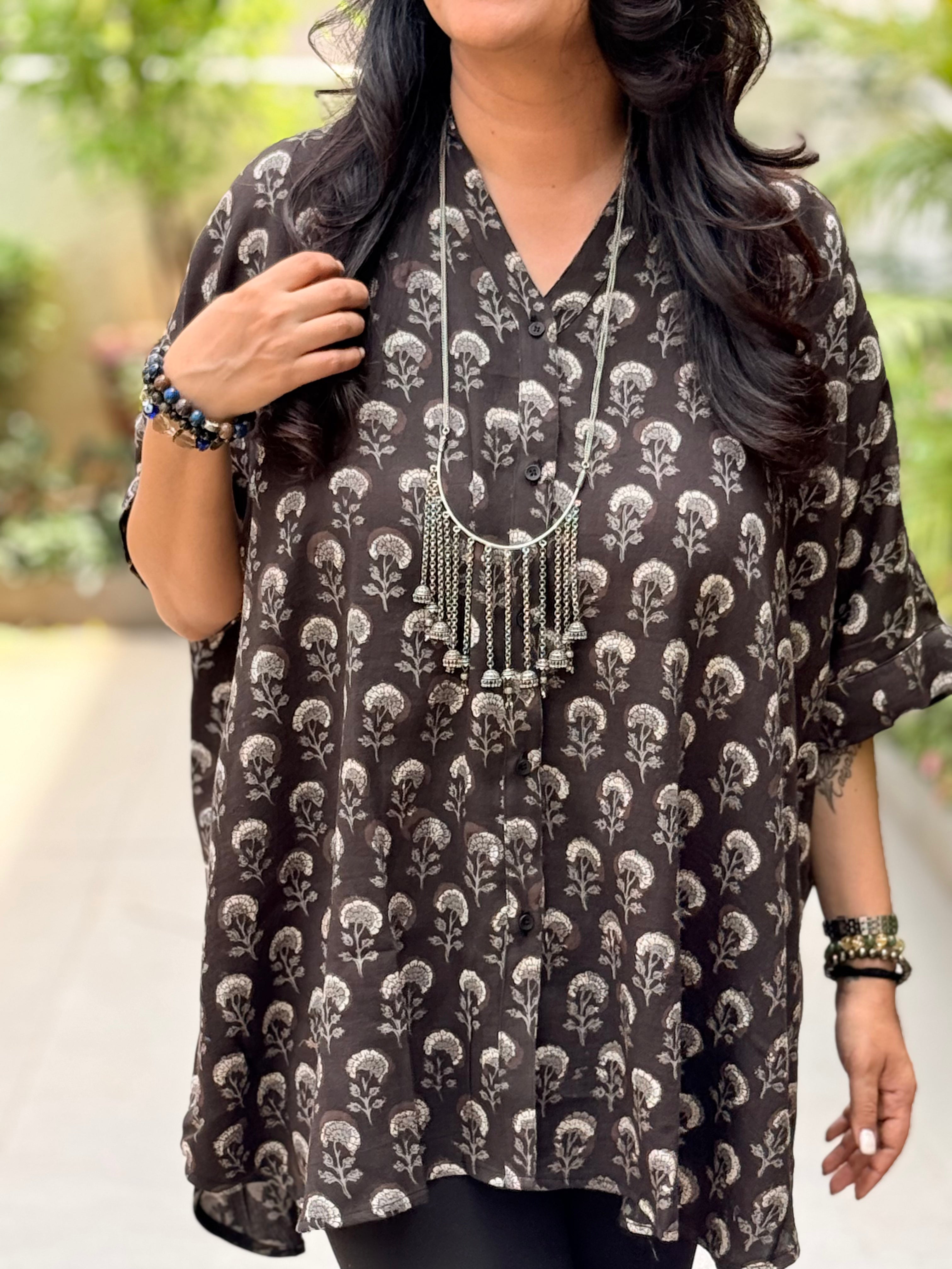 Meher Kaftan Shirt - Black