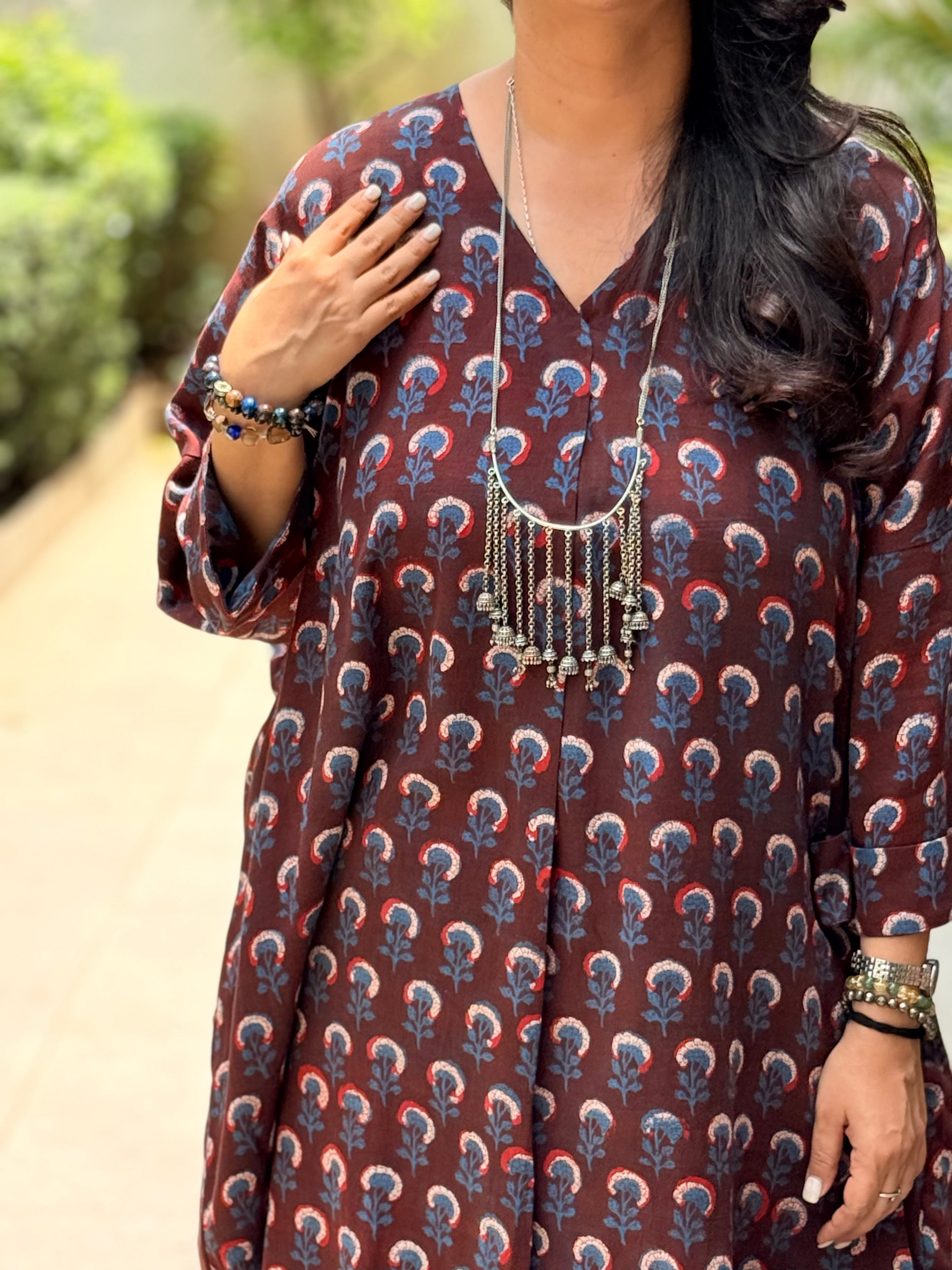 Meher Kaftan Kurta - Wine