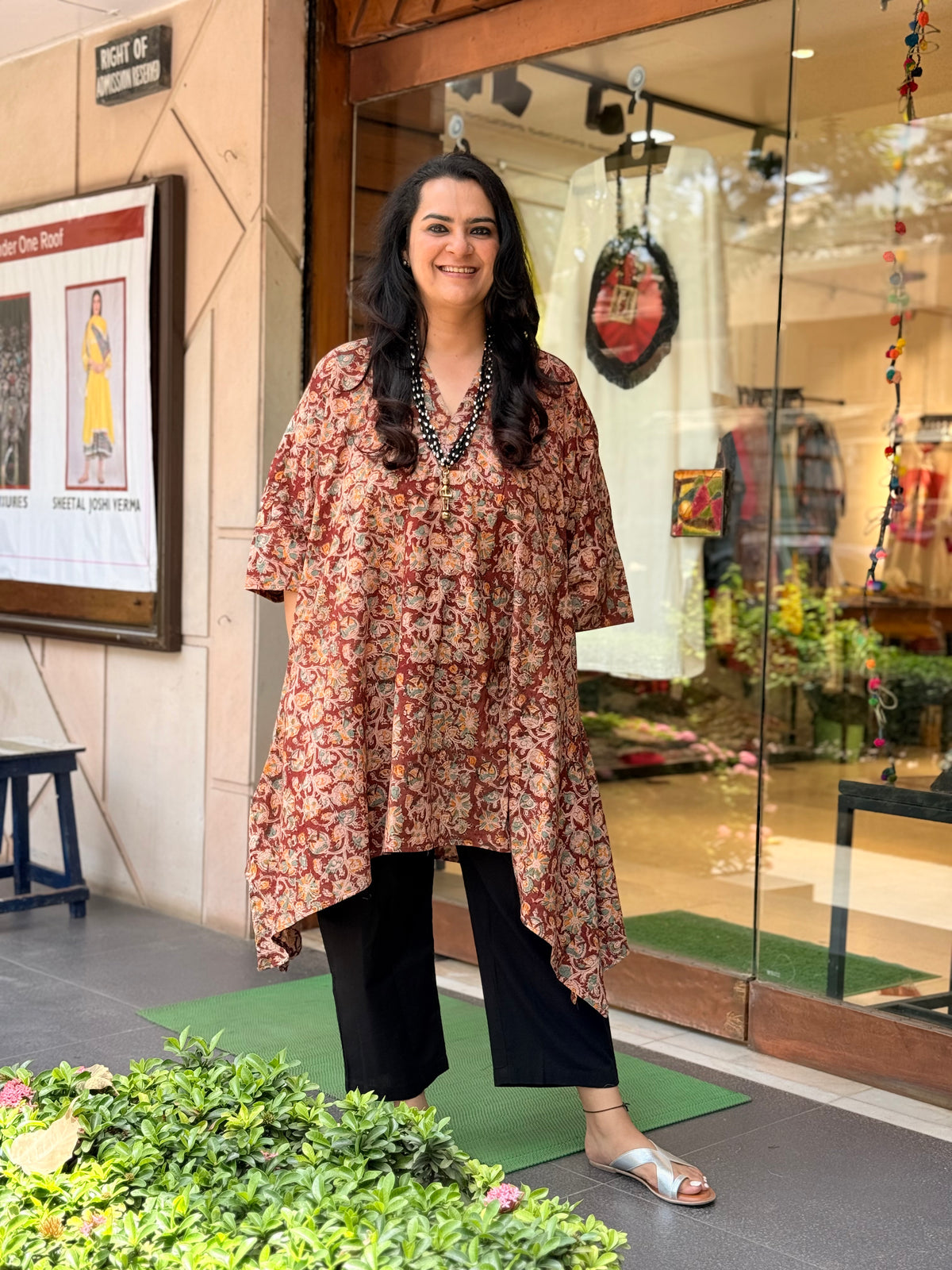 Kalamkari Asymmetric Kaftan Kurta