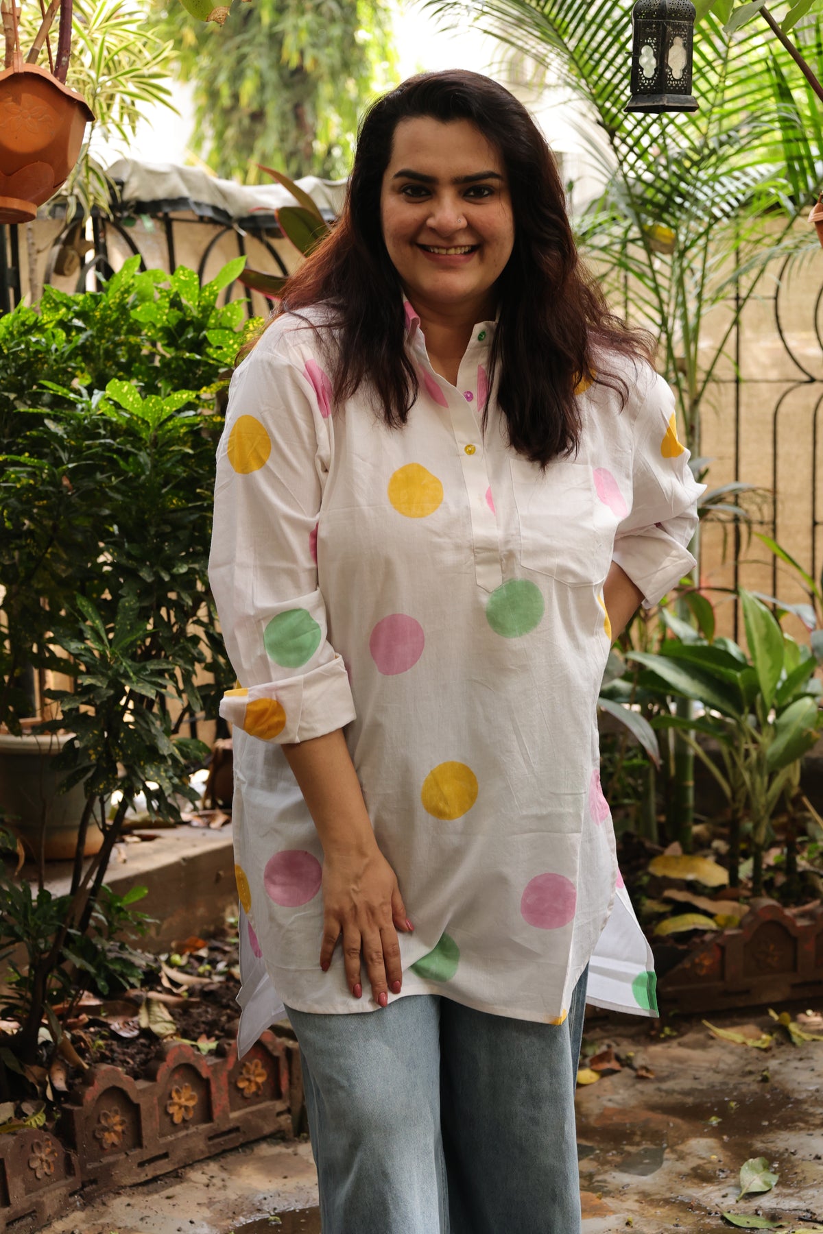 Polka Antifit High Low Shirt
