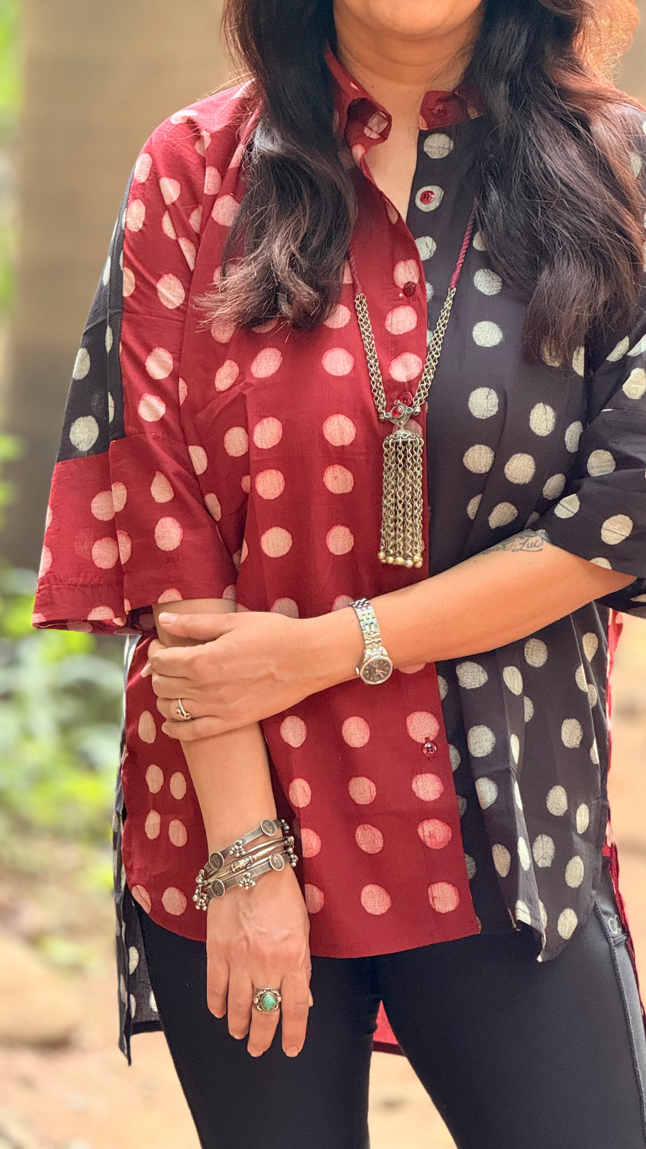 Dual Dot Antifit Shirt Red Black