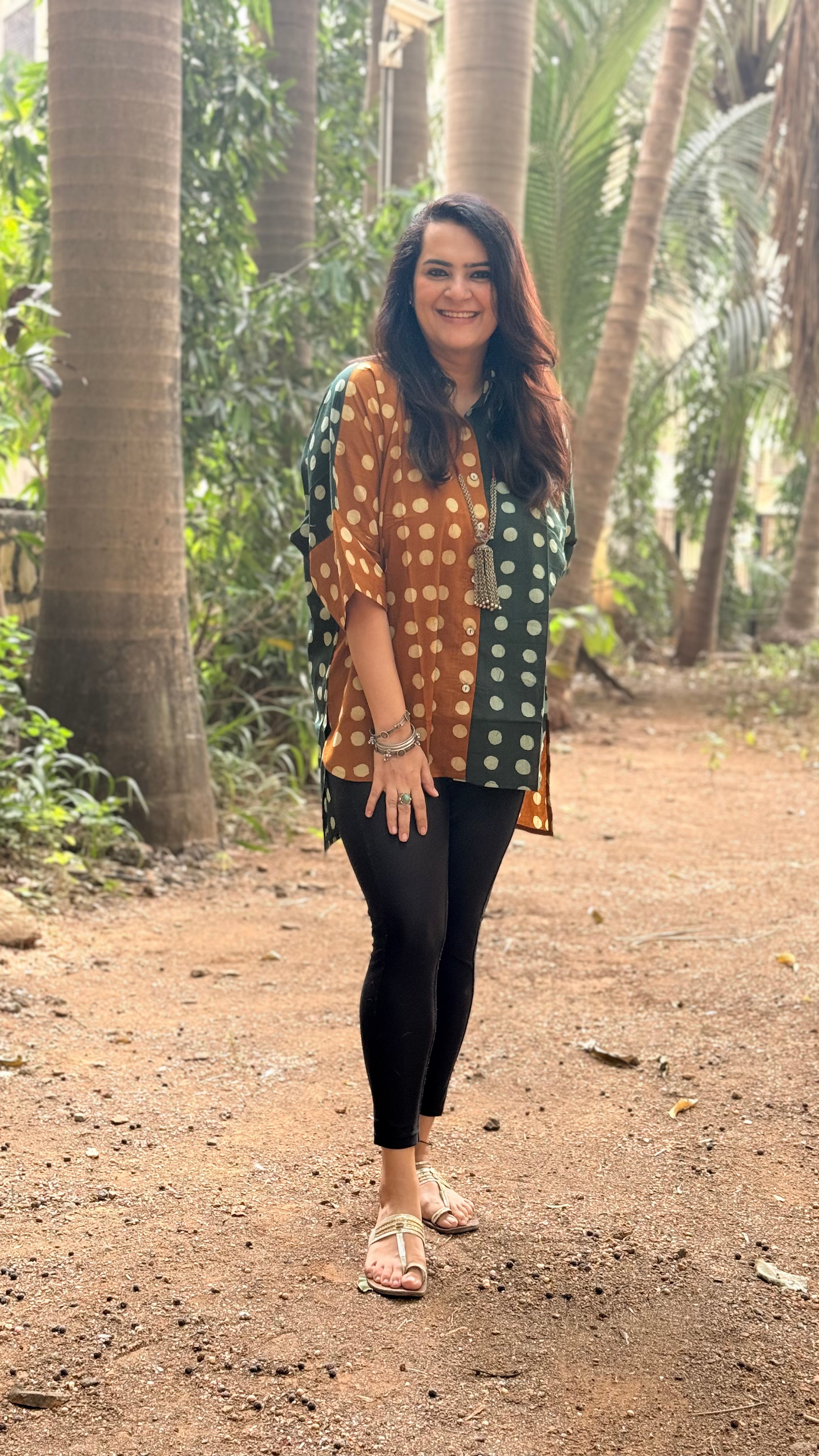 Dual Dot Antifit Shirt Mustard Green