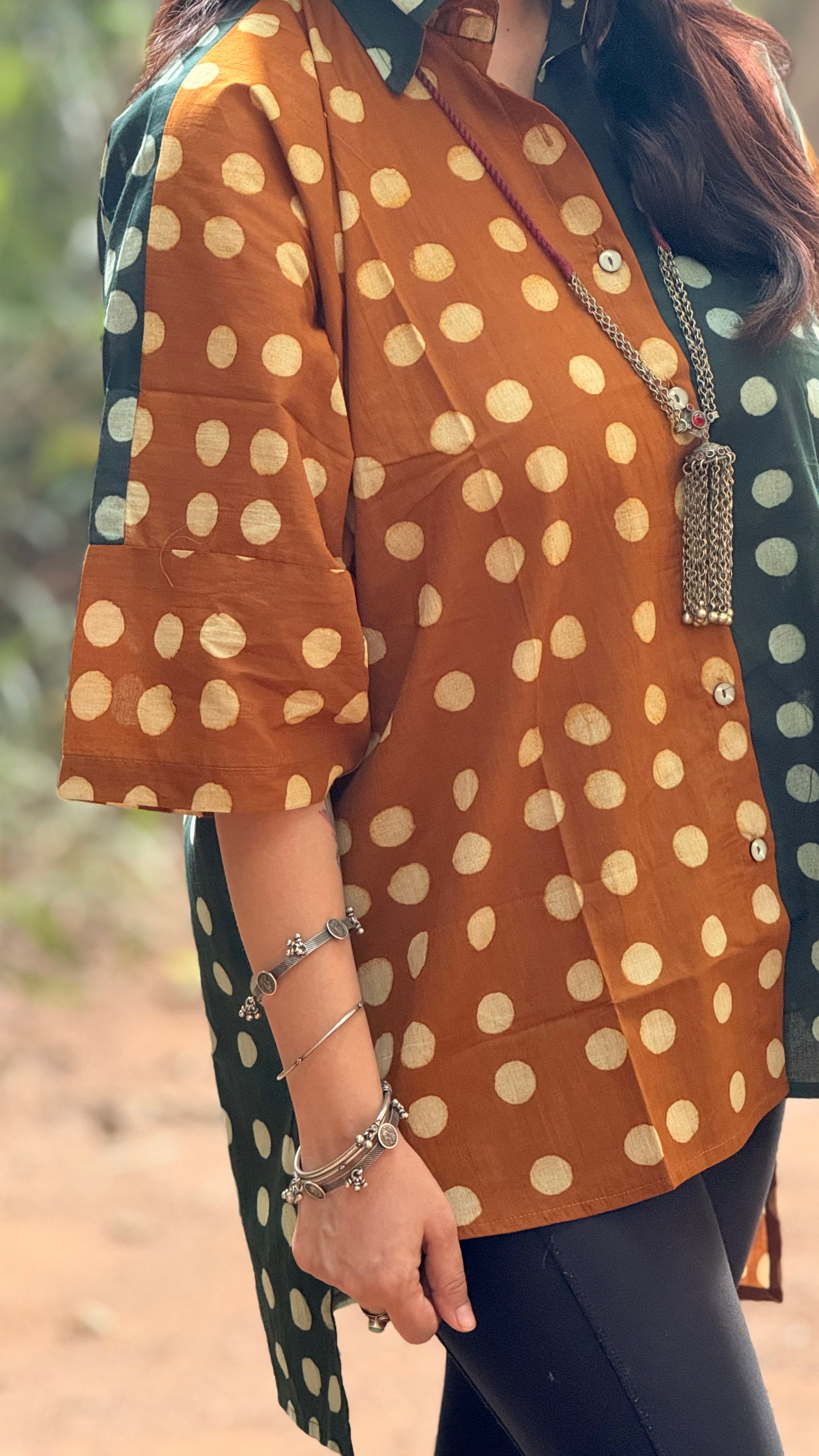 Dual Dot Antifit Shirt Mustard Green