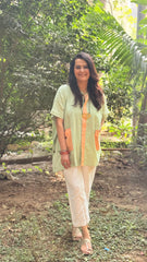 Pastel Drift Kaftan Shirt Sage