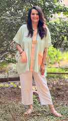 Pastel Drift Kaftan Shirt Sage