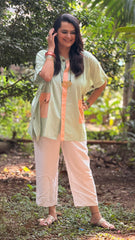 Pastel Drift Kaftan Shirt Sage