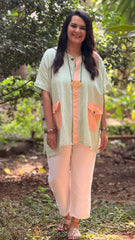 Pastel Drift Kaftan Shirt Sage