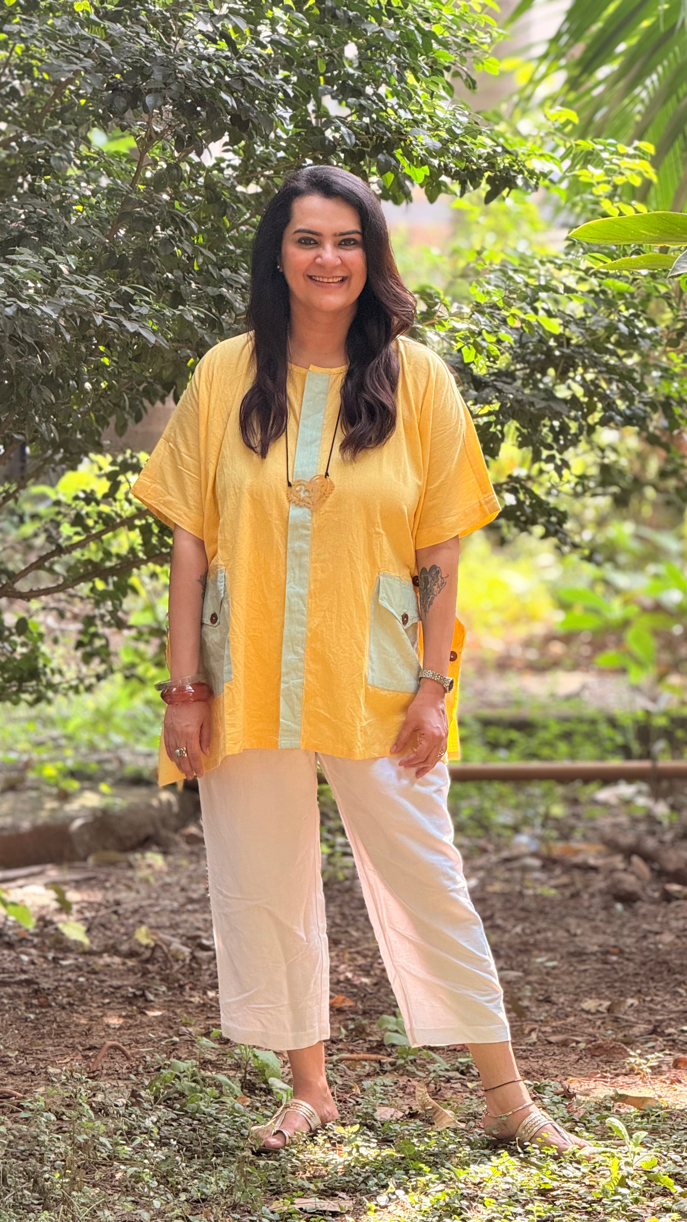 Pastel Drift Kaftan Shirt Yellow
