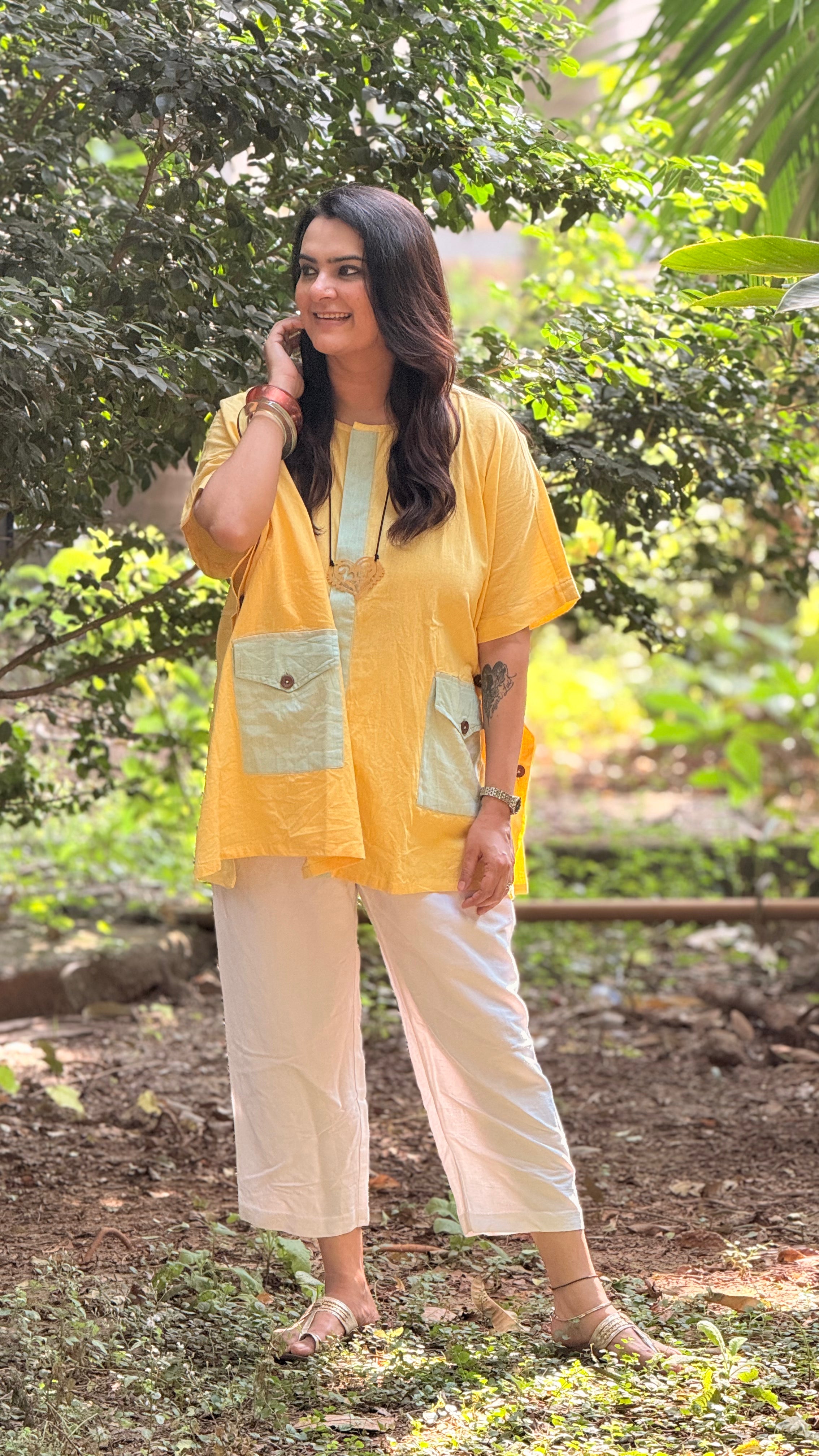 Pastel Drift Kaftan Shirt Yellow