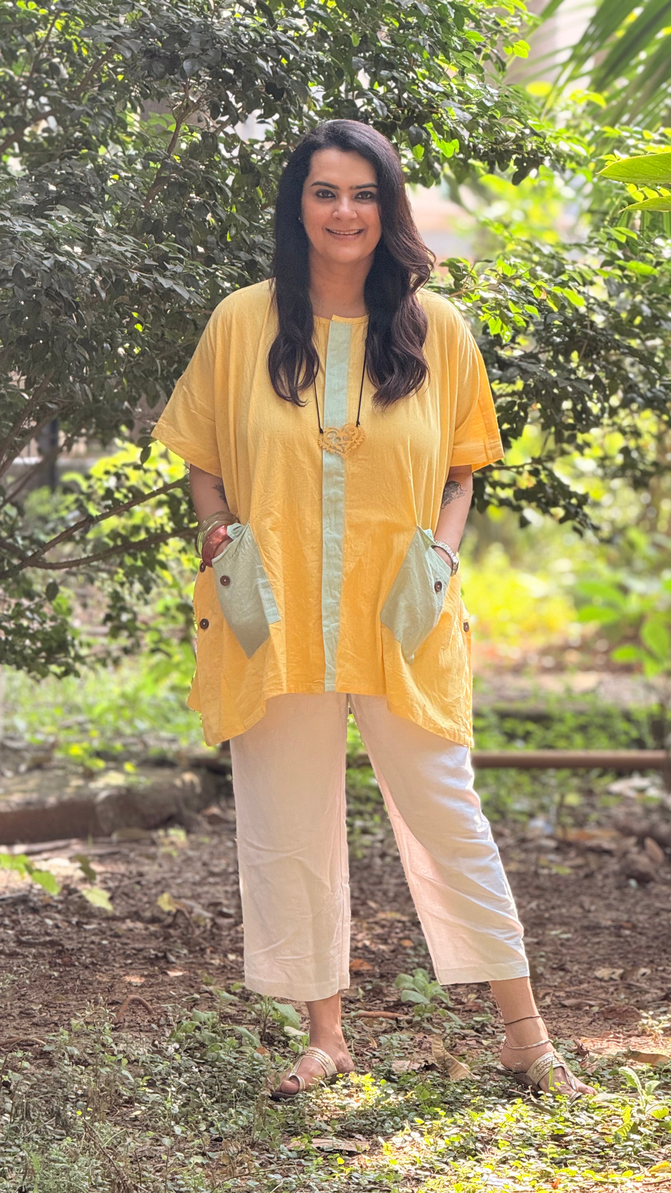 Pastel Drift Kaftan Shirt Yellow