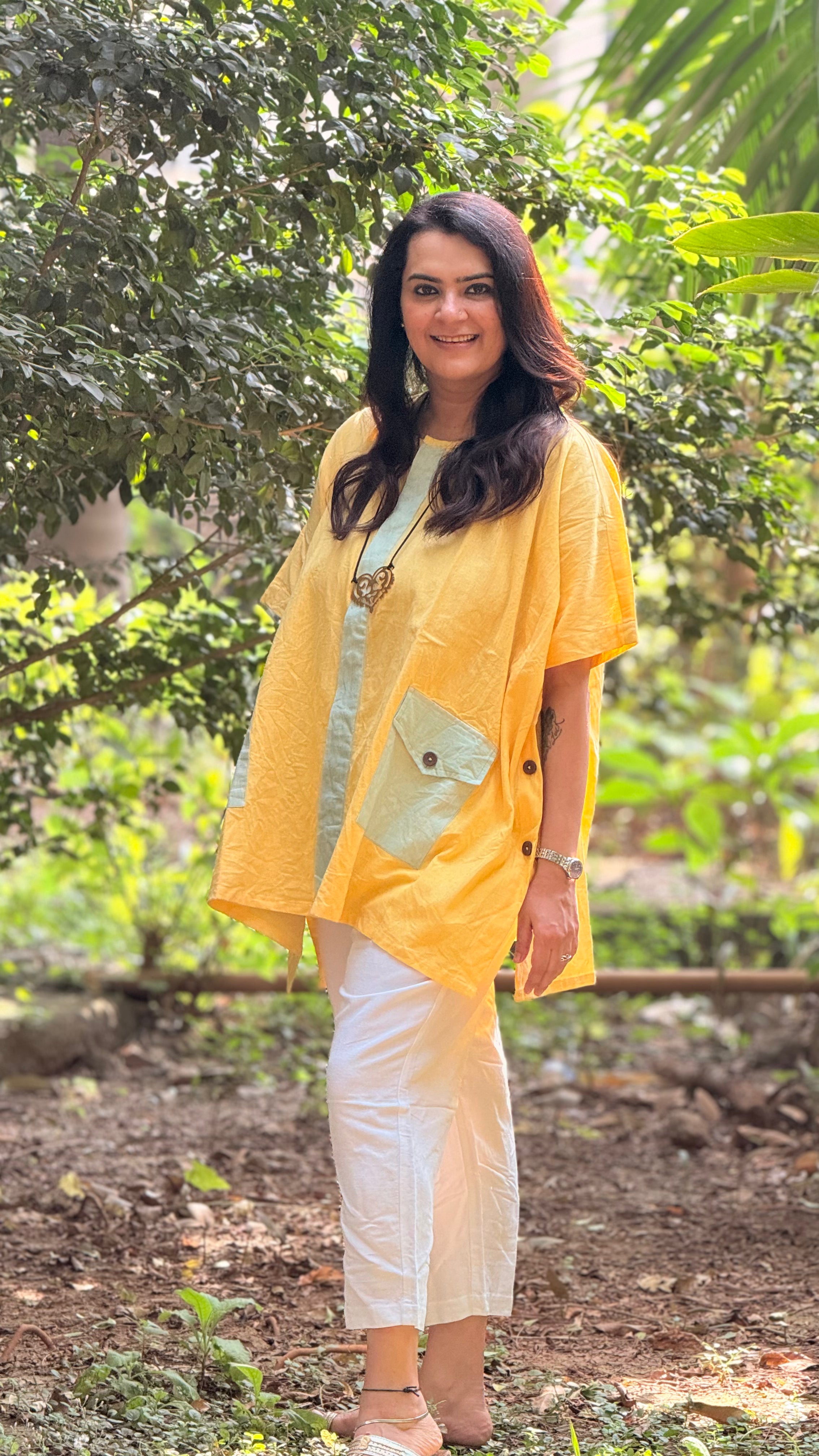 Pastel Drift Kaftan Shirt Yellow