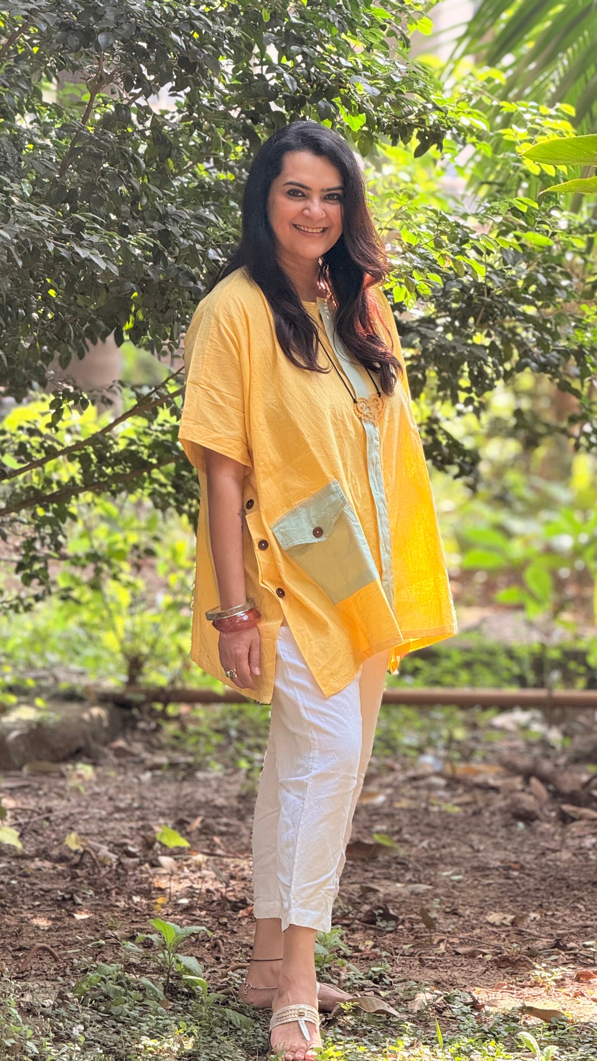 Pastel Drift Kaftan Shirt Yellow