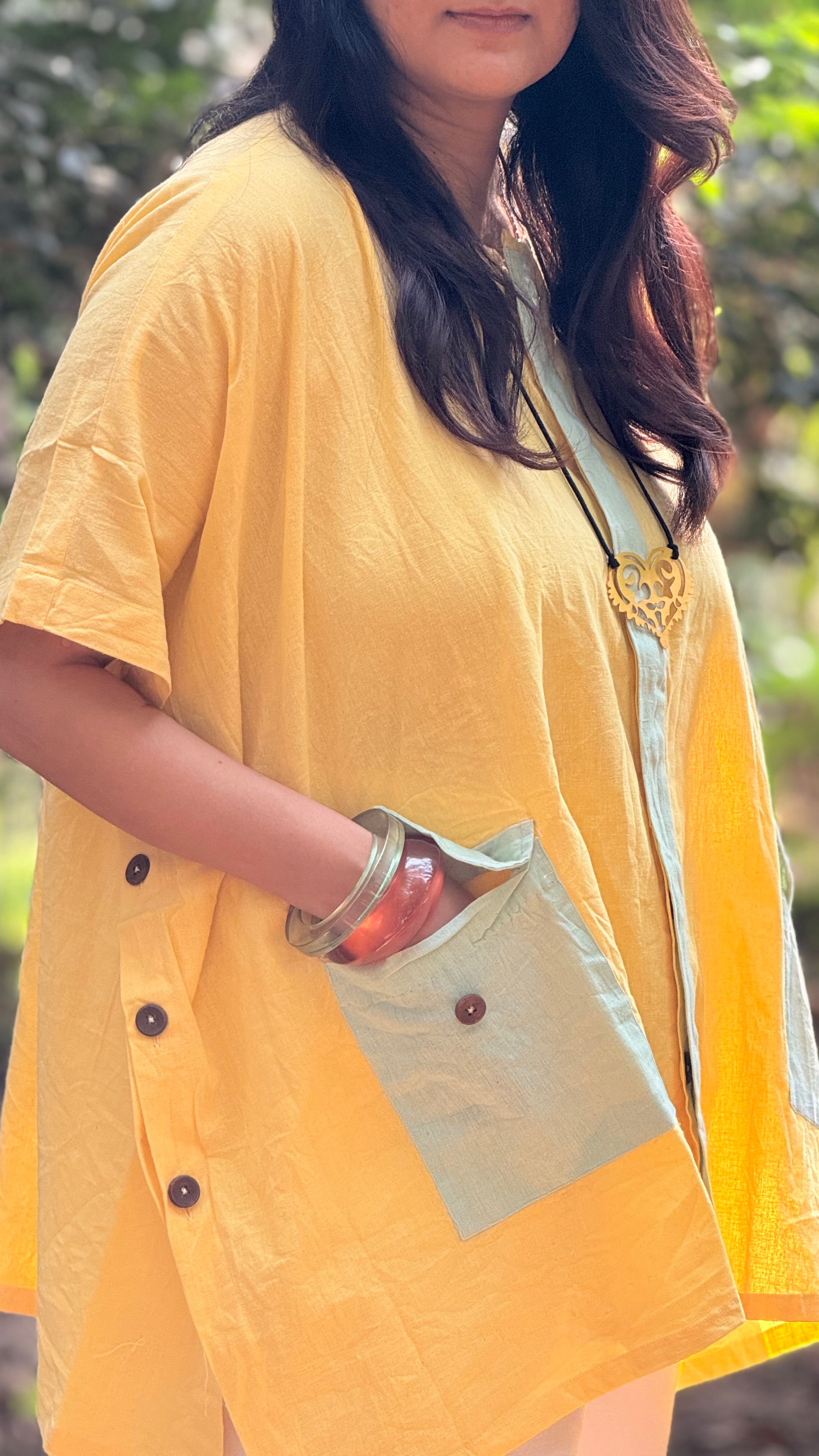 Pastel Drift Kaftan Shirt Yellow