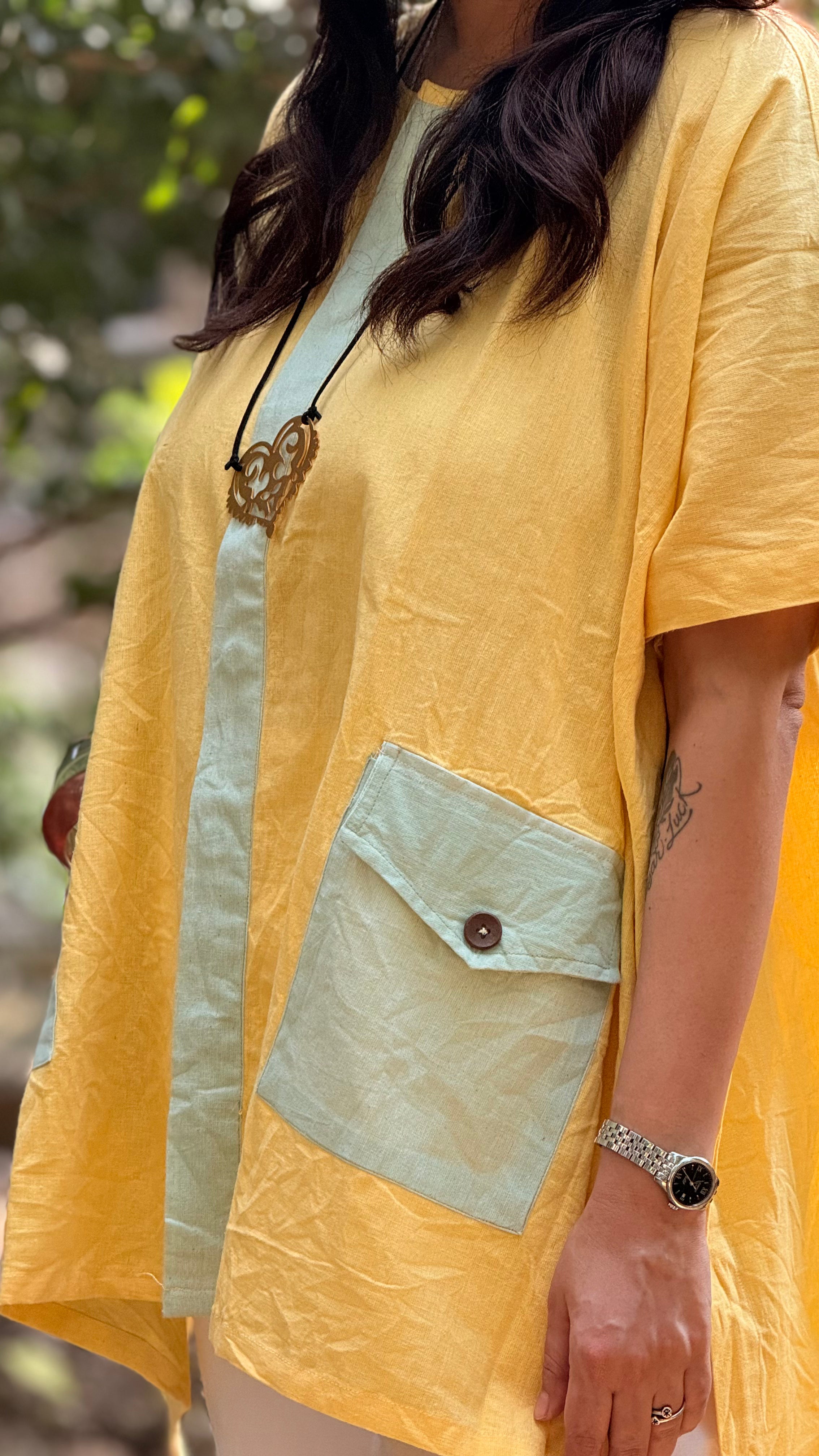 Pastel Drift Kaftan Shirt Yellow