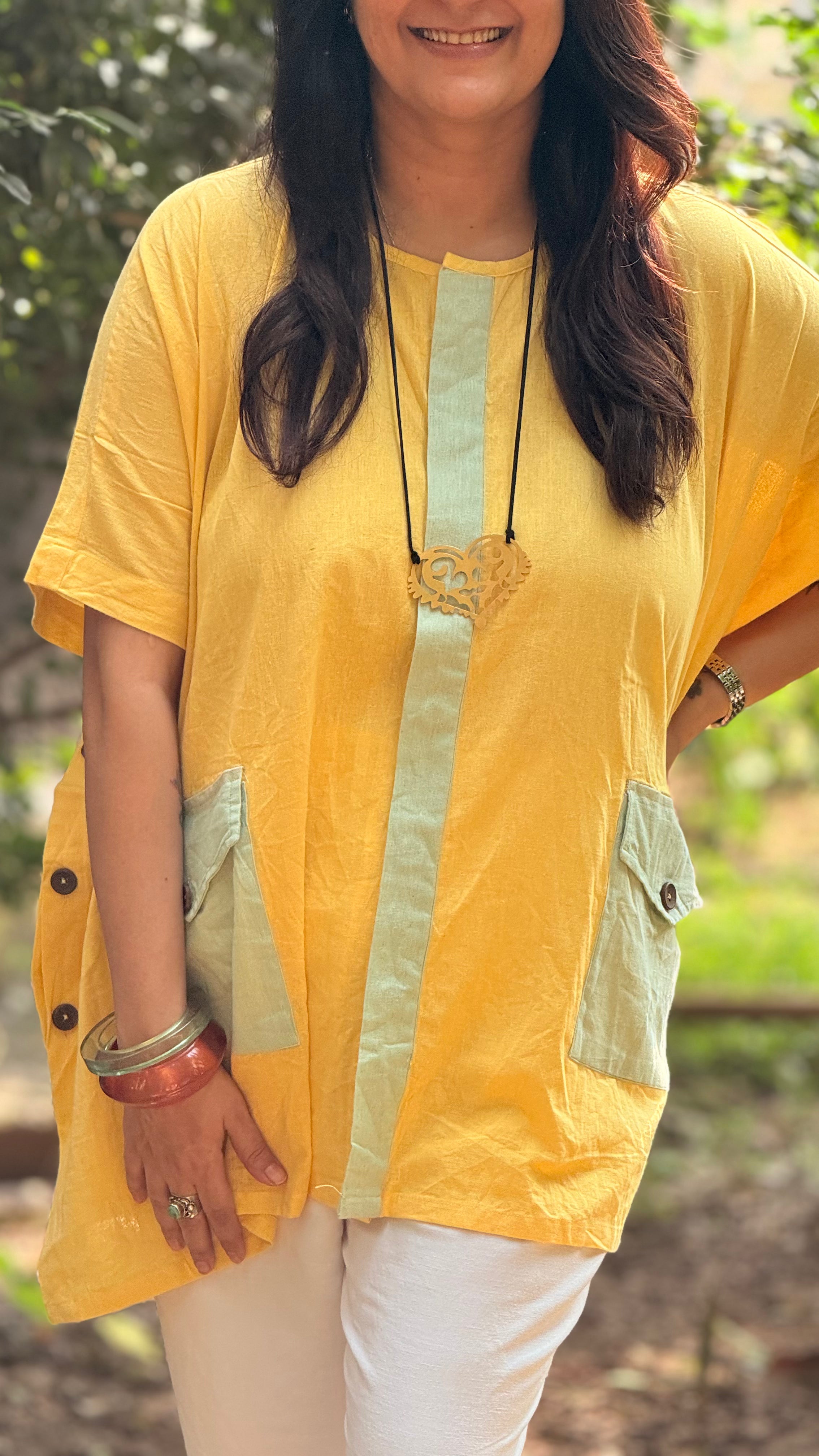 Pastel Drift Kaftan Shirt Yellow