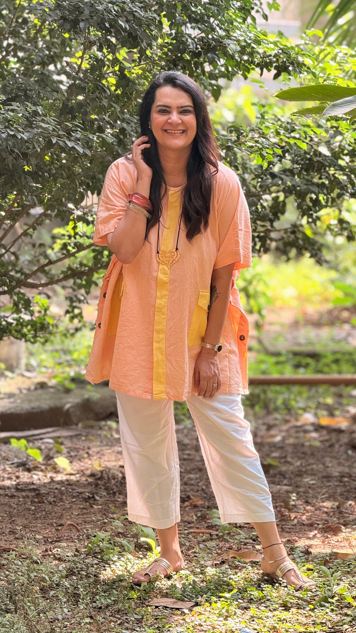 Pastel Drift Kaftan Shirt Peach