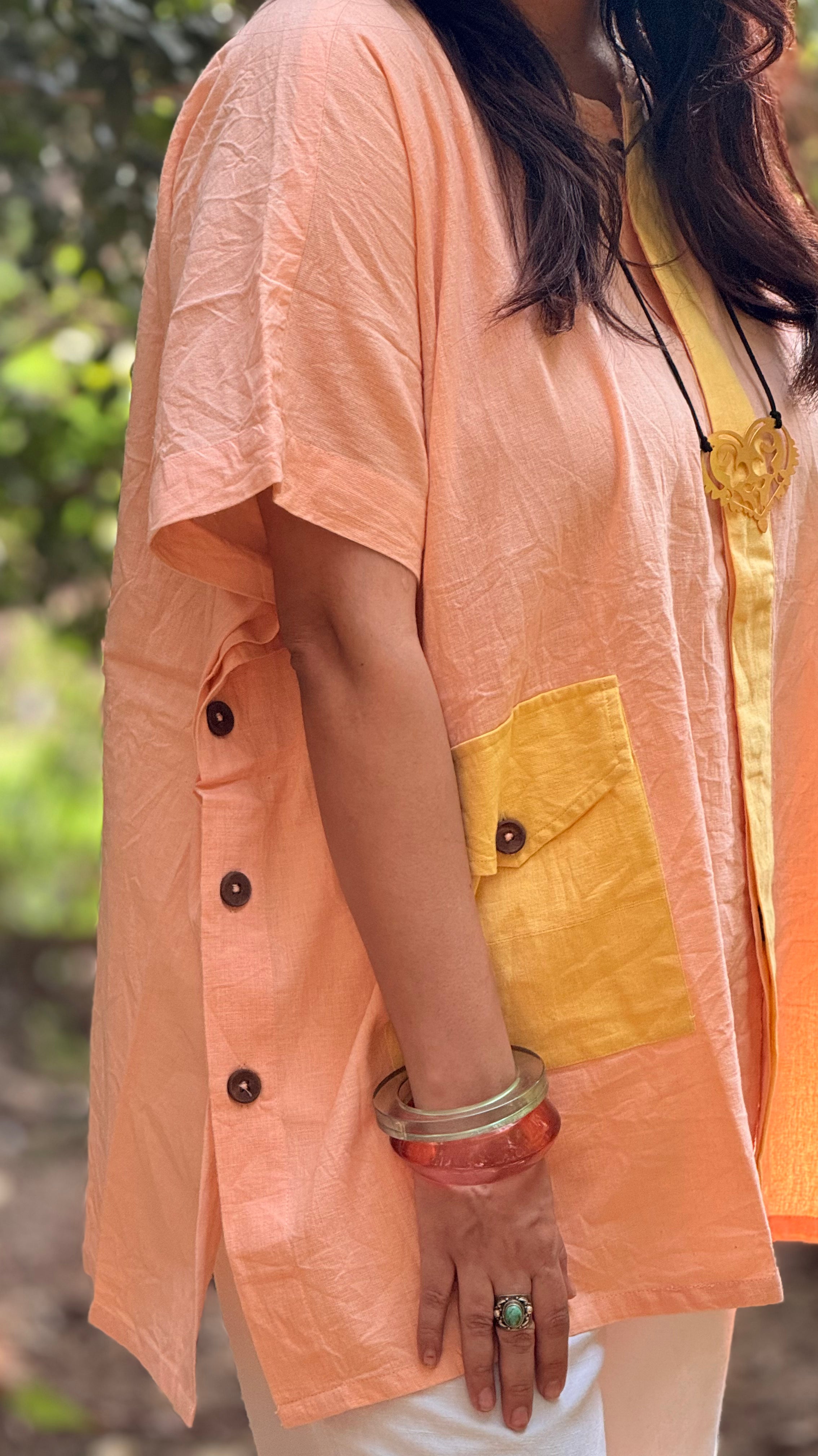 Pastel Drift Kaftan Shirt Peach