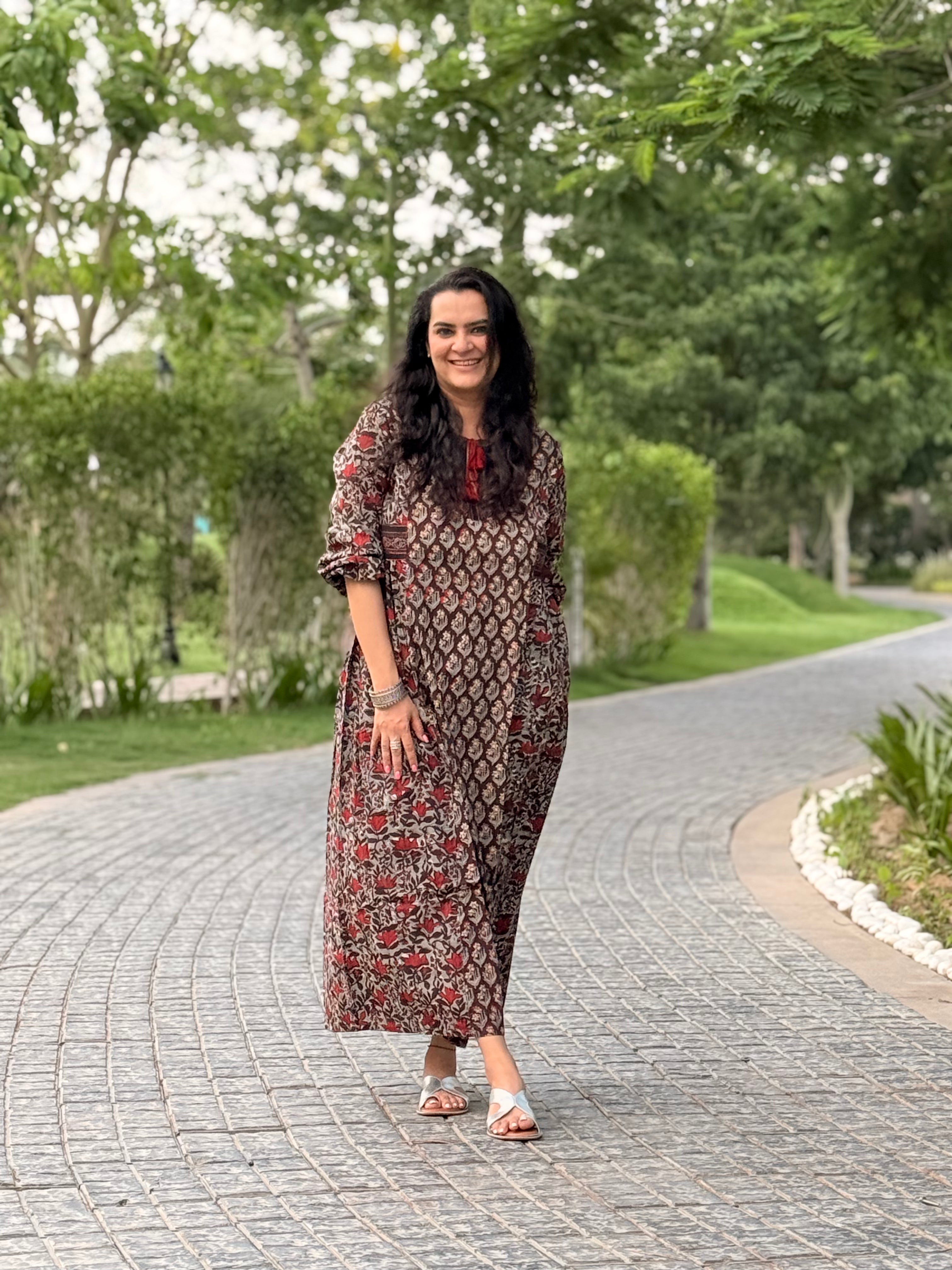 Saanjh Dress - Grey/Brown