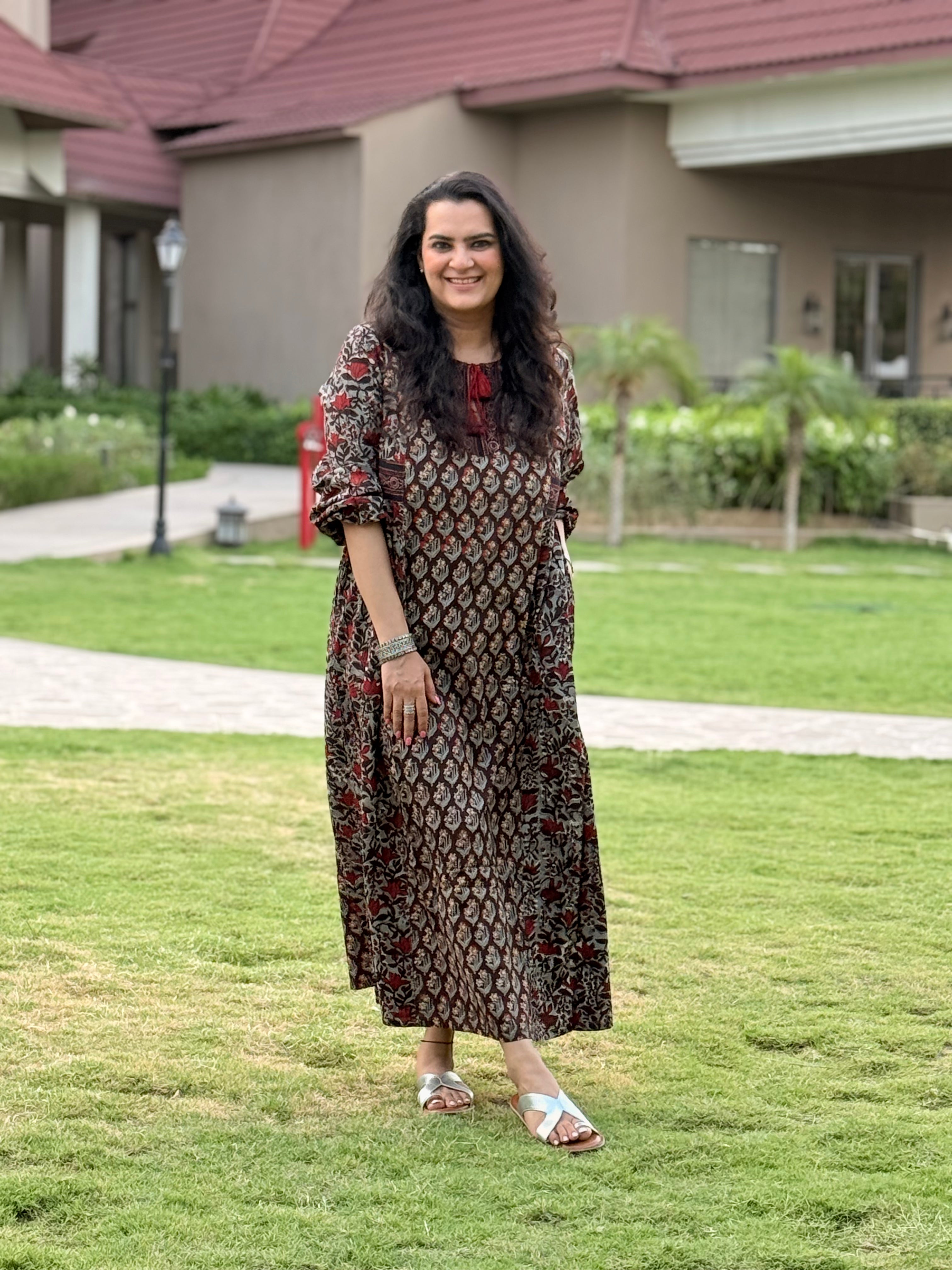 Saanjh Dress - Grey/Brown