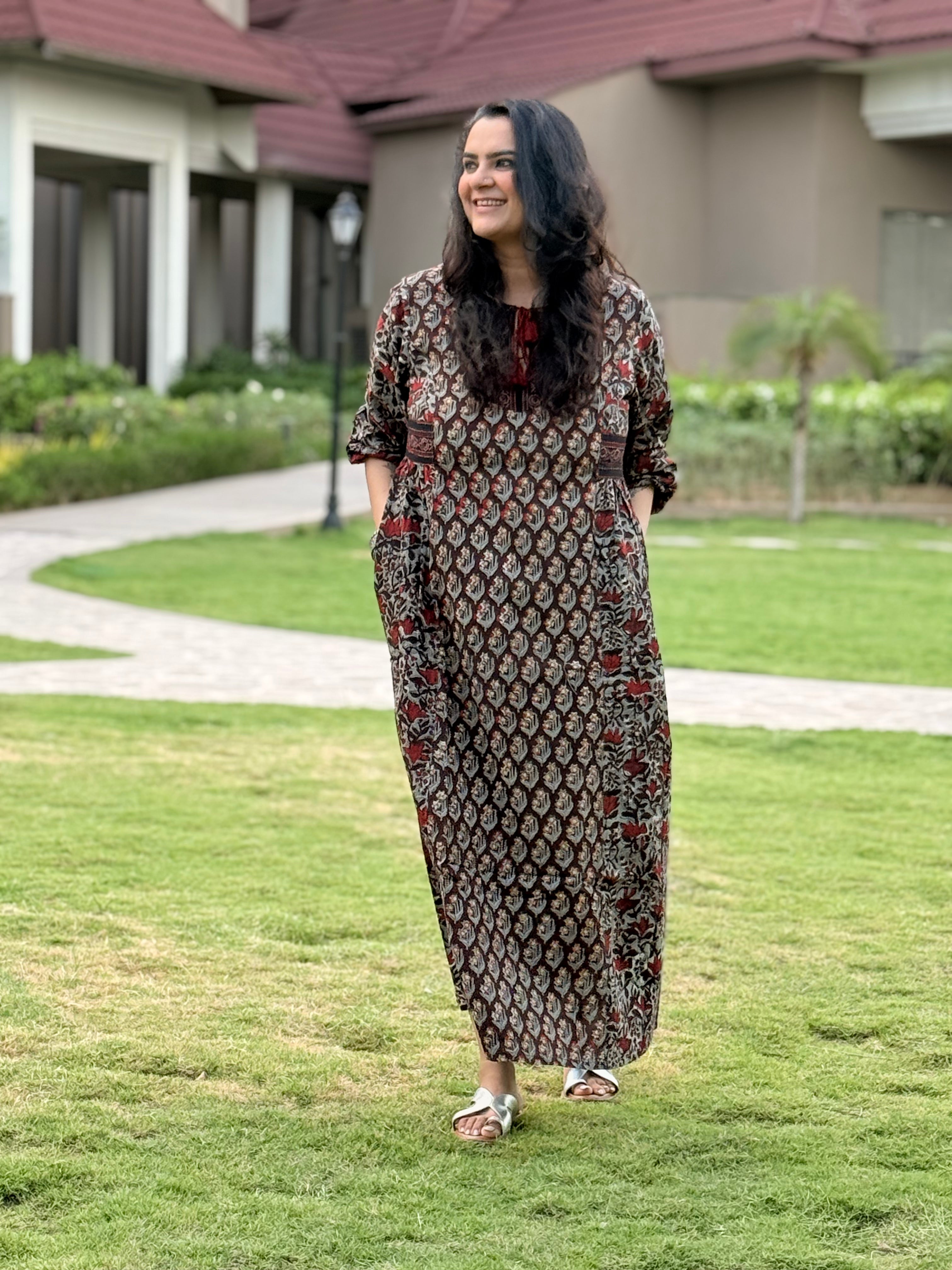 Saanjh Dress - Grey/Brown