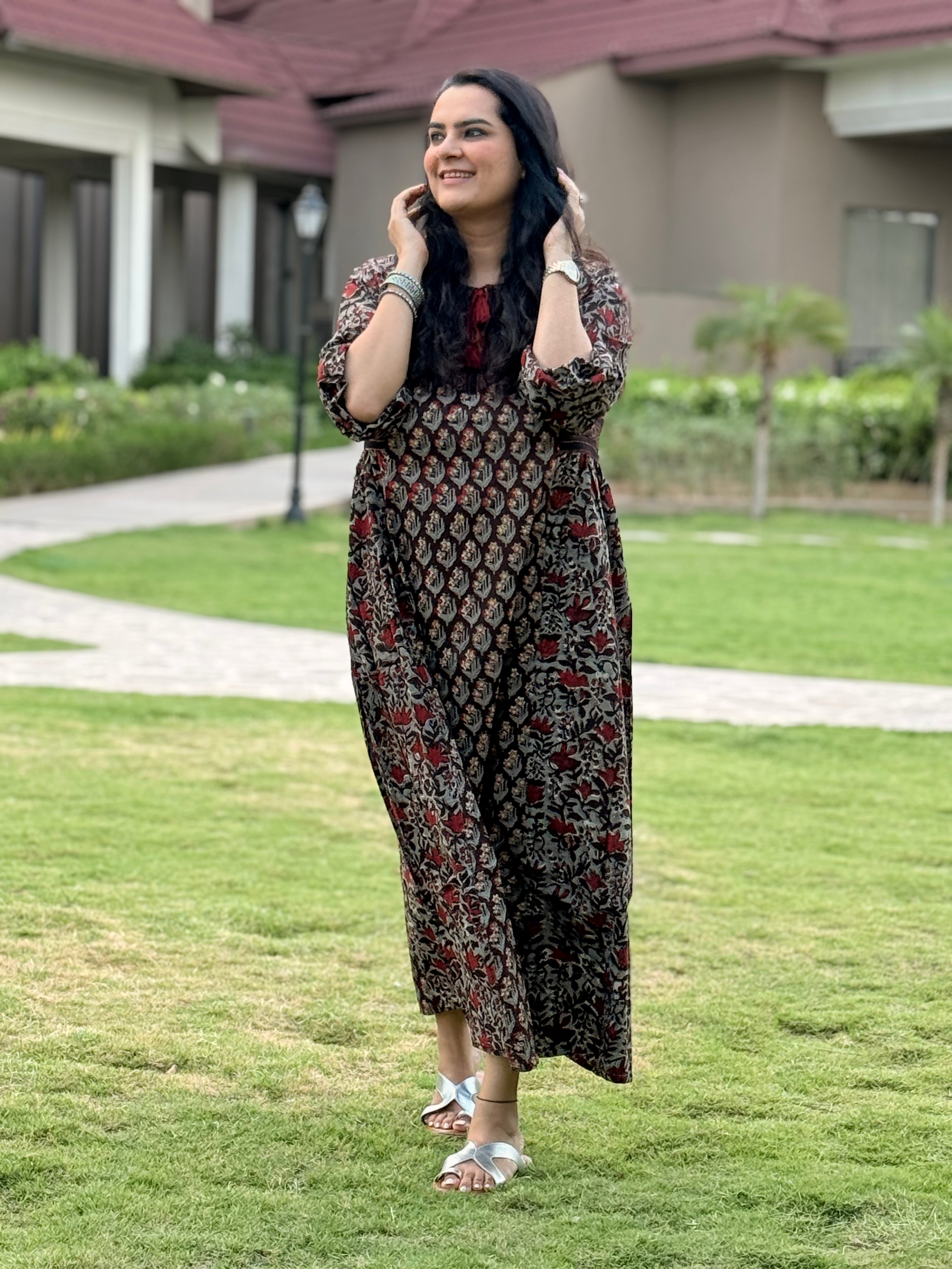 Saanjh Dress - Grey/Brown