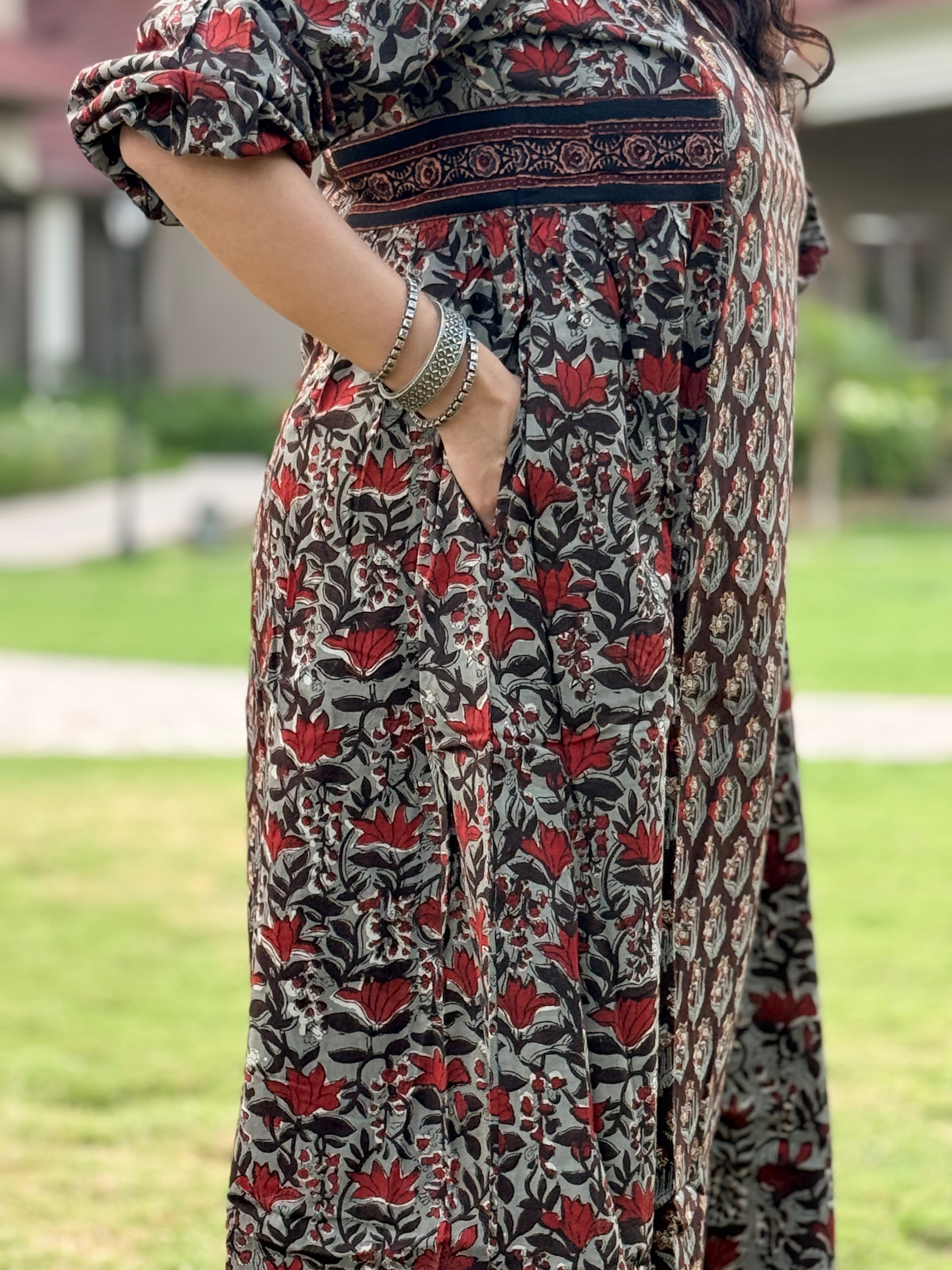 Saanjh Dress - Grey/Brown
