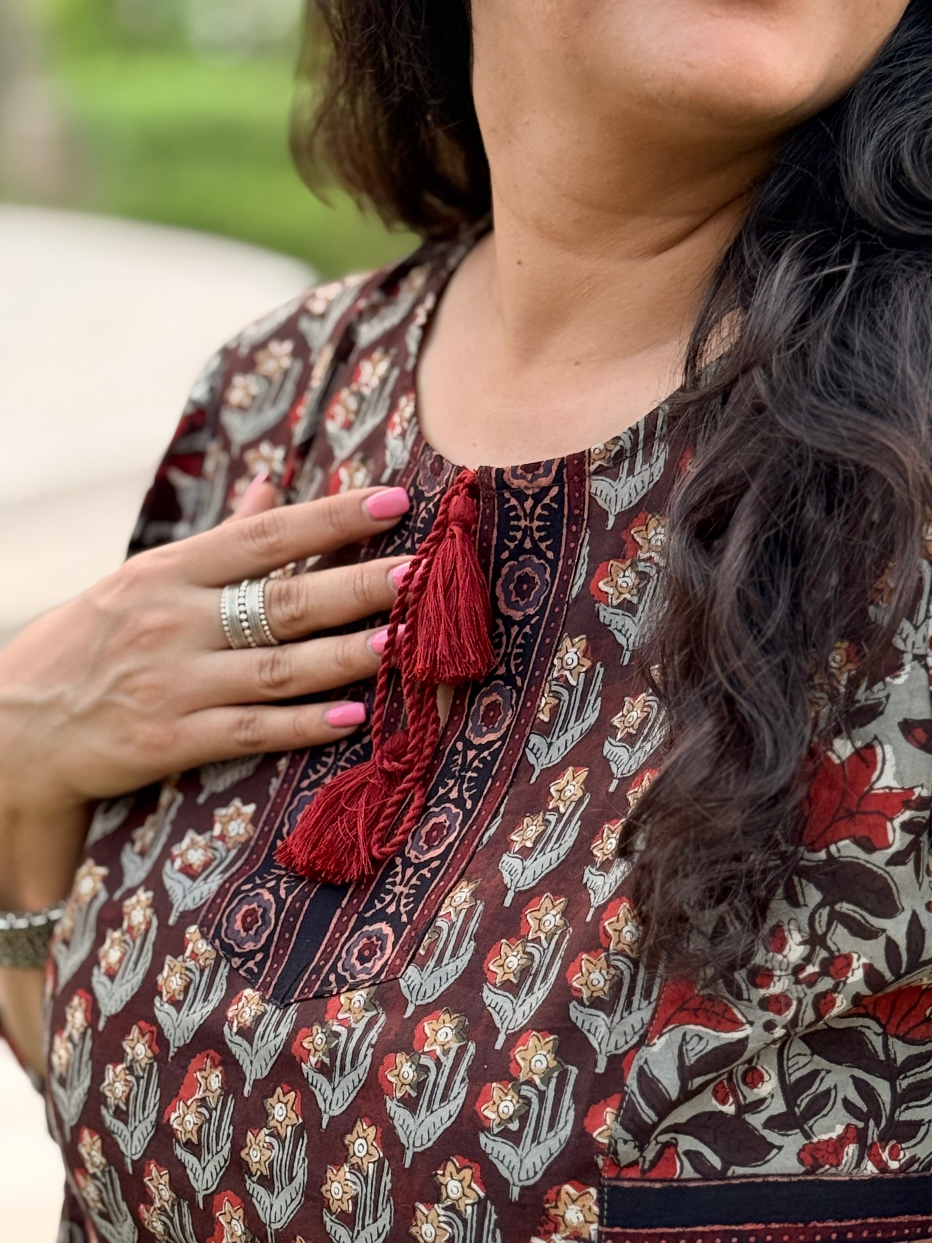 Saanjh Dress - Grey/Brown