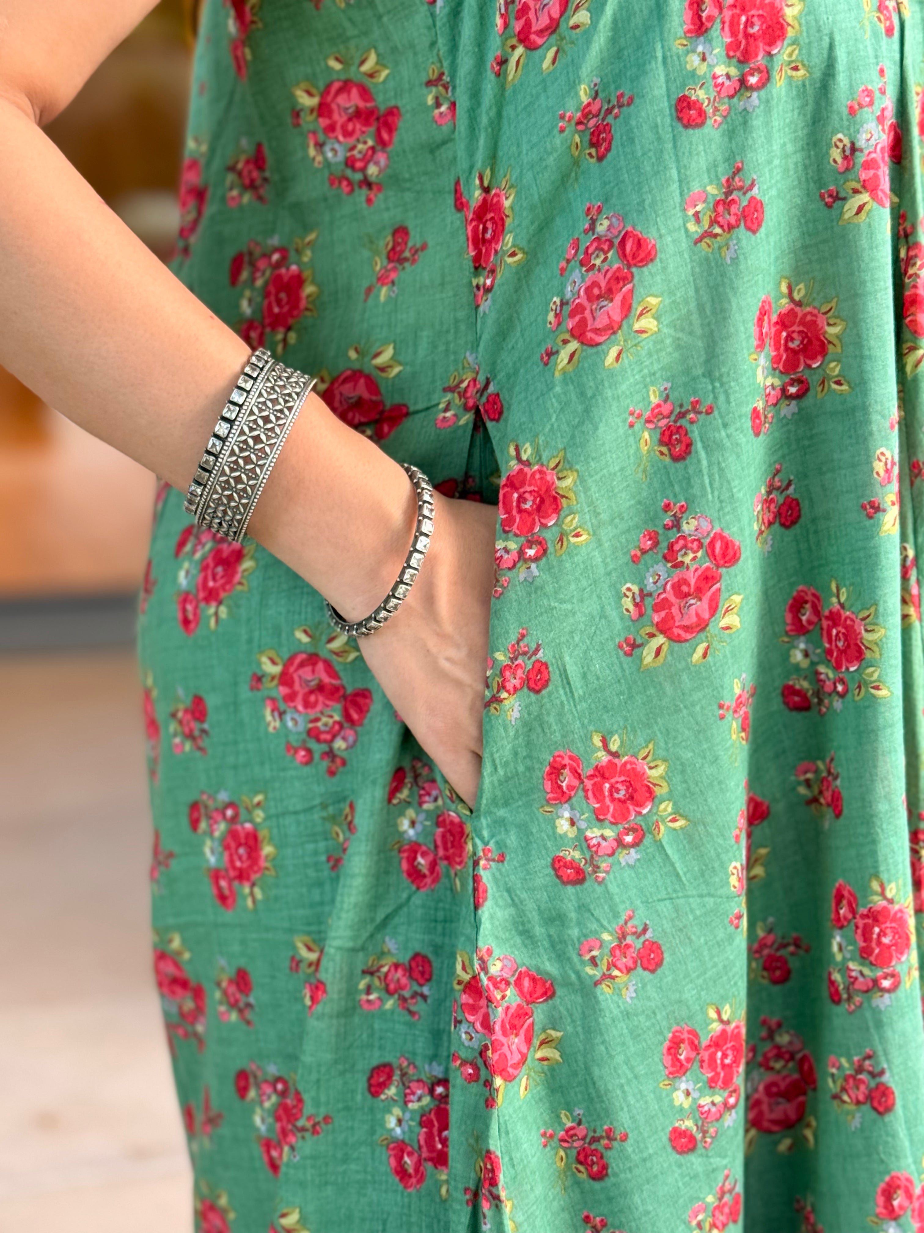 Surk Dress - Mint Floral (Made To Order)