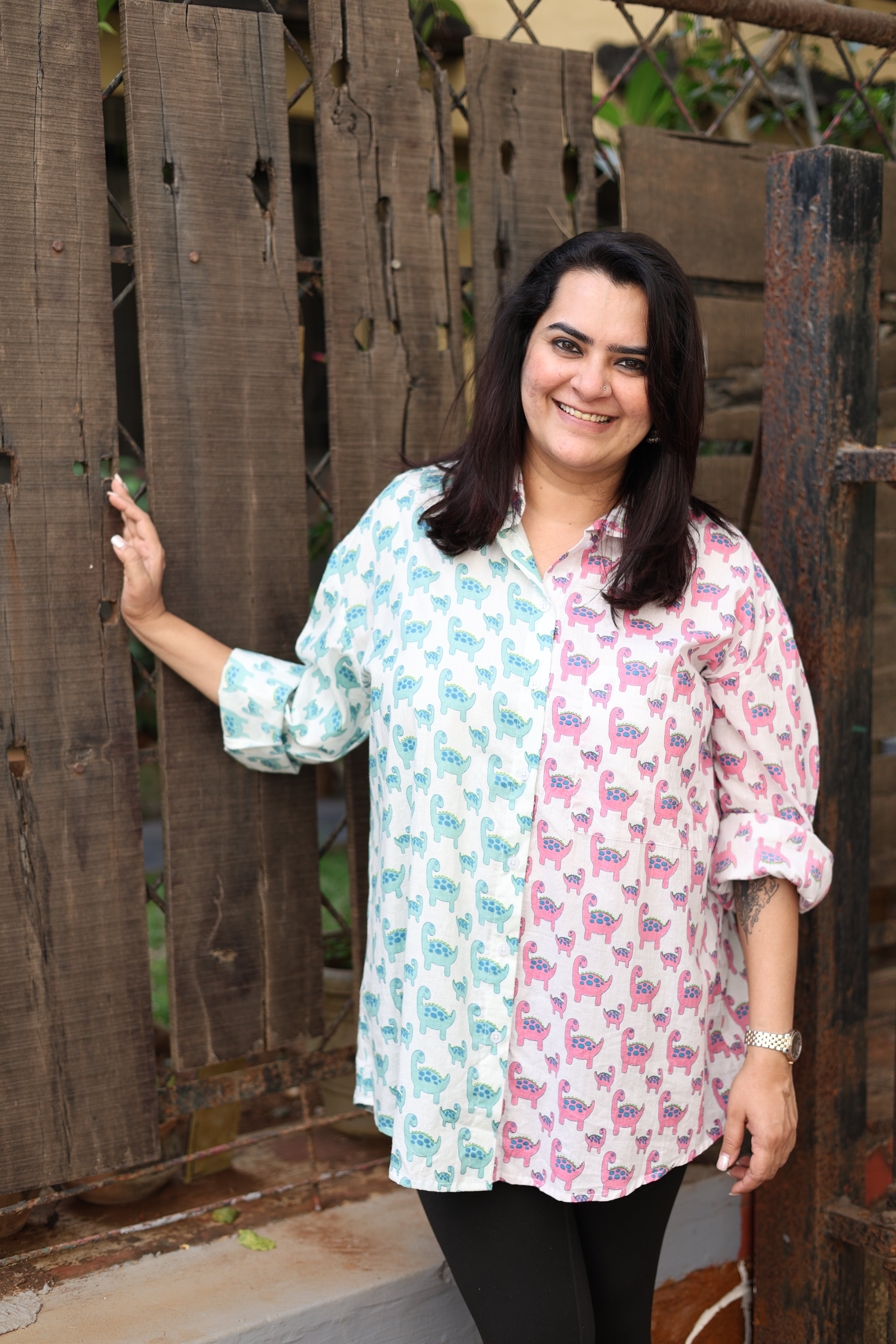Dino Half & Half Oversized Shirt